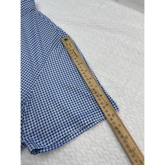 Donald Ross Men's  Blue Check Golf Polo Sport   Sleeve Logo Athletic Shirt XL - Picture 4 of 7